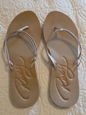 Roxy Women's Cabo Rose Gold Braided-Strap Sandals